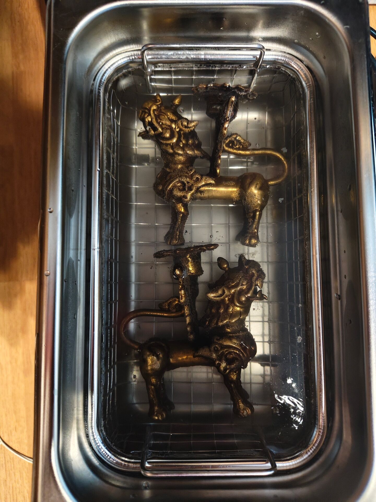Pair of vintage brass candlesticks, Foo Dogs / Guardian Lions
