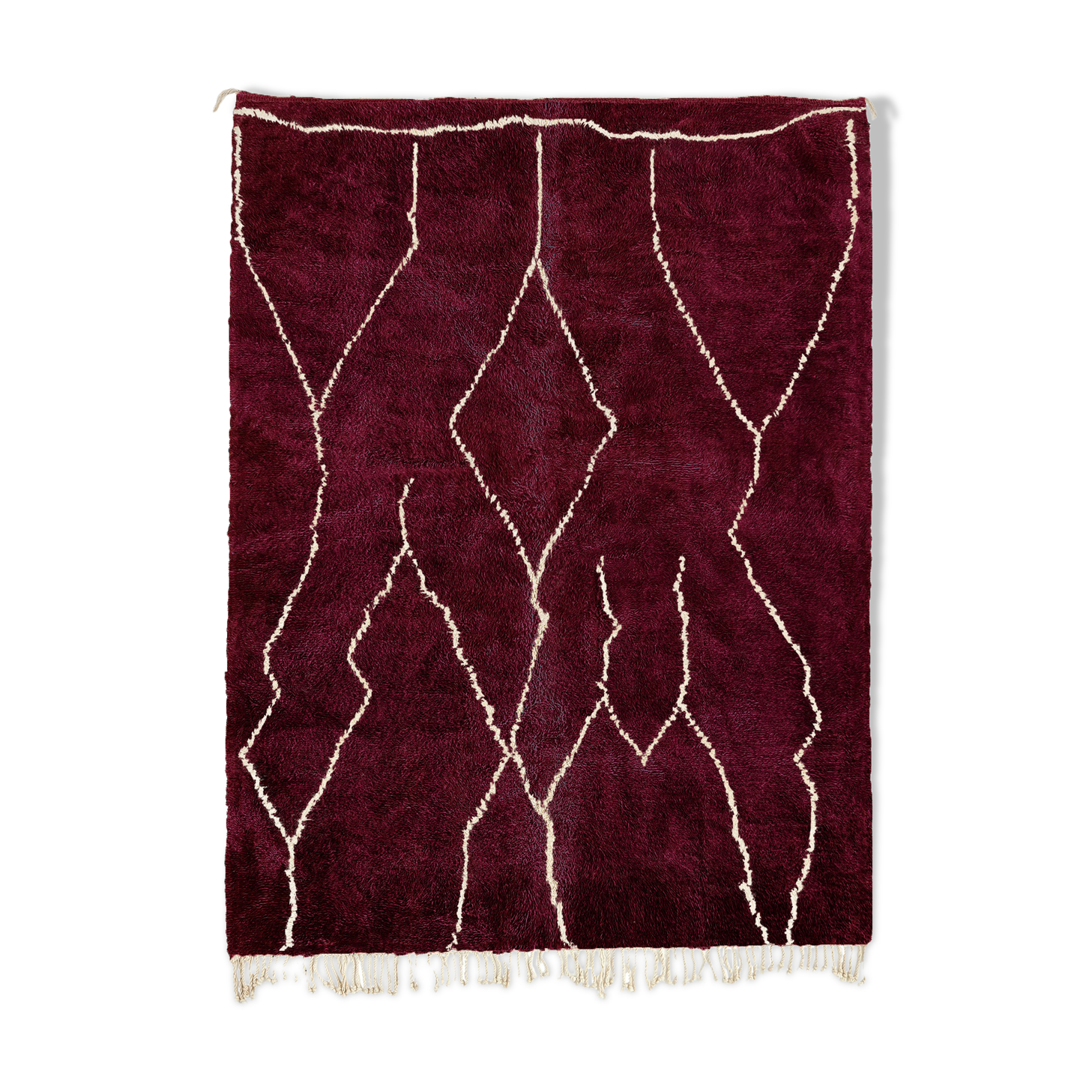 Tapis marocain moderne rouge foncé