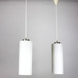Pair of vintage Danish opaline glass hanging light