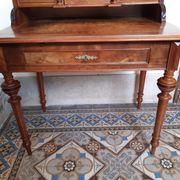 Old-standing desk in solid walnut and walnut veneer, period Alsace