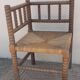 Corner chair/stool in turned and mulched wood, early XXth