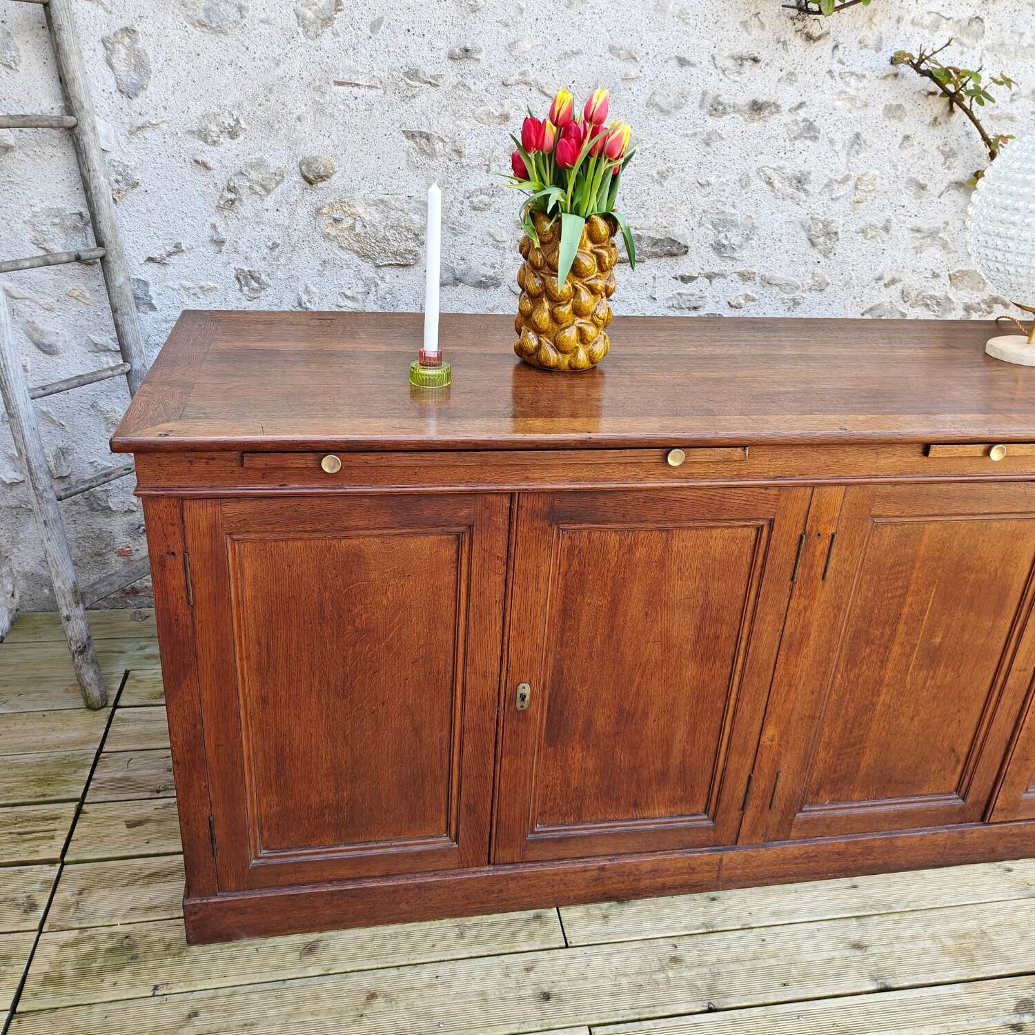 Large oak trading counter