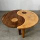 Solid wood coffee table with 2 Yin and Yang elements vintage 60s