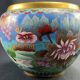 Cloisonné enamel pot cover with floral decoration with heron China Japan