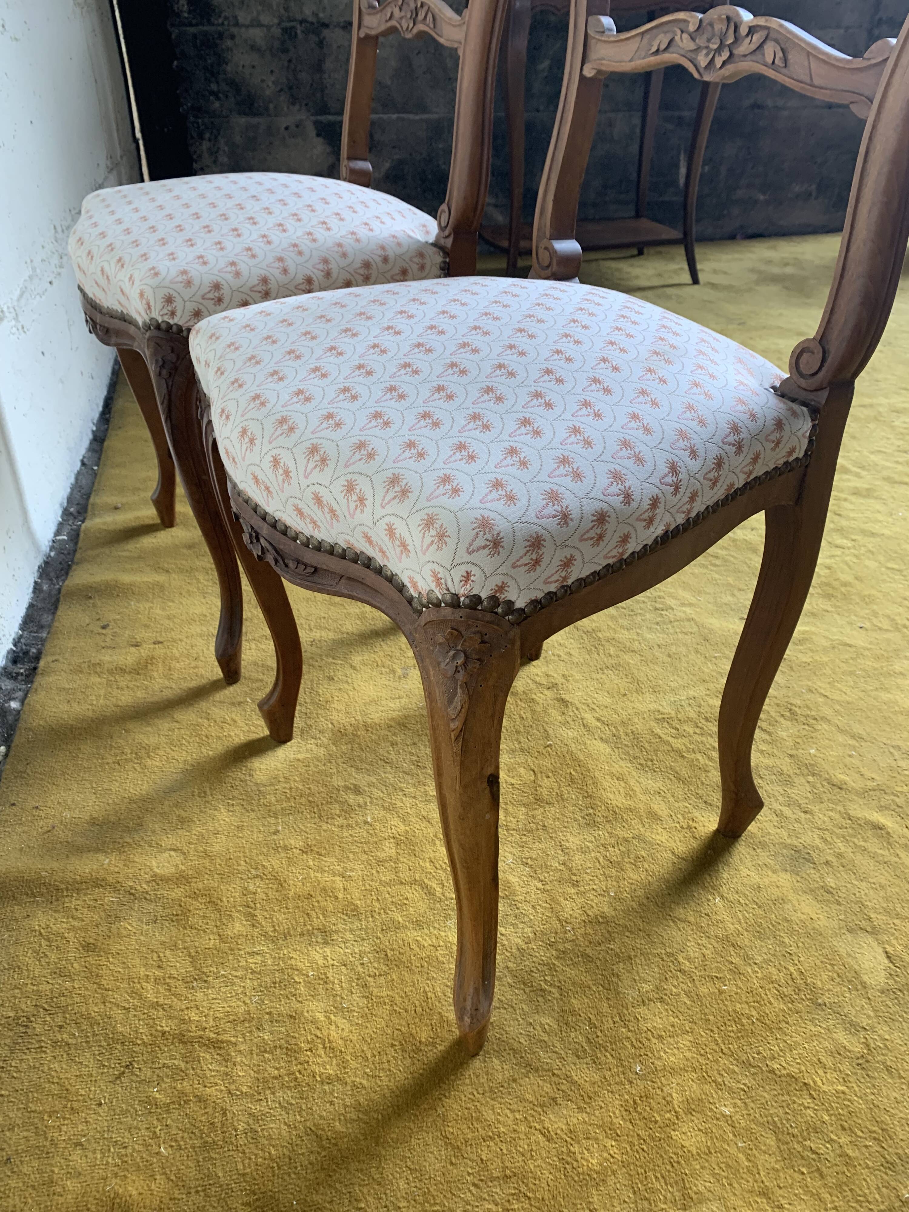 Duo de chaises à décor fleuri