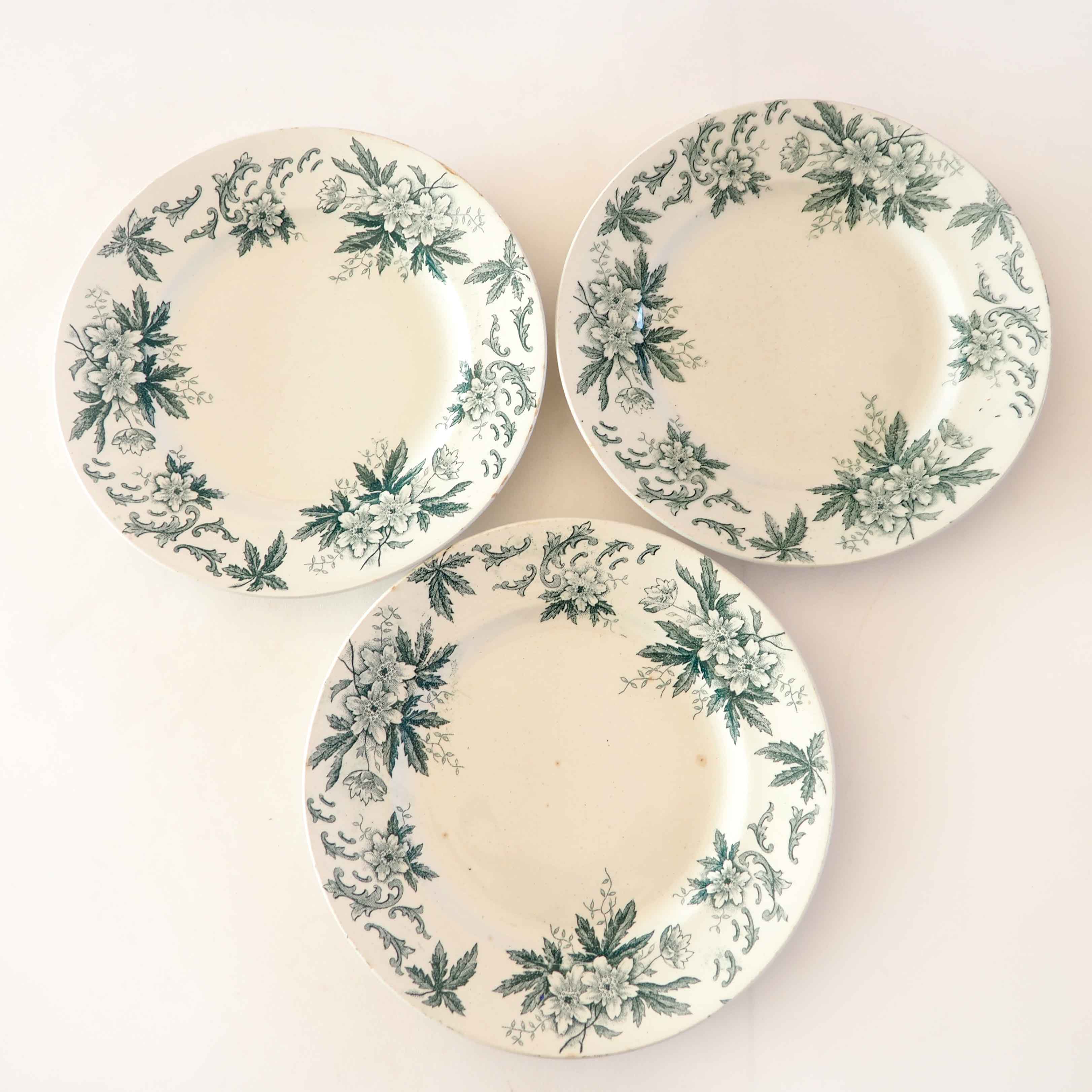 3 assiettes terre de fer modèle anémone