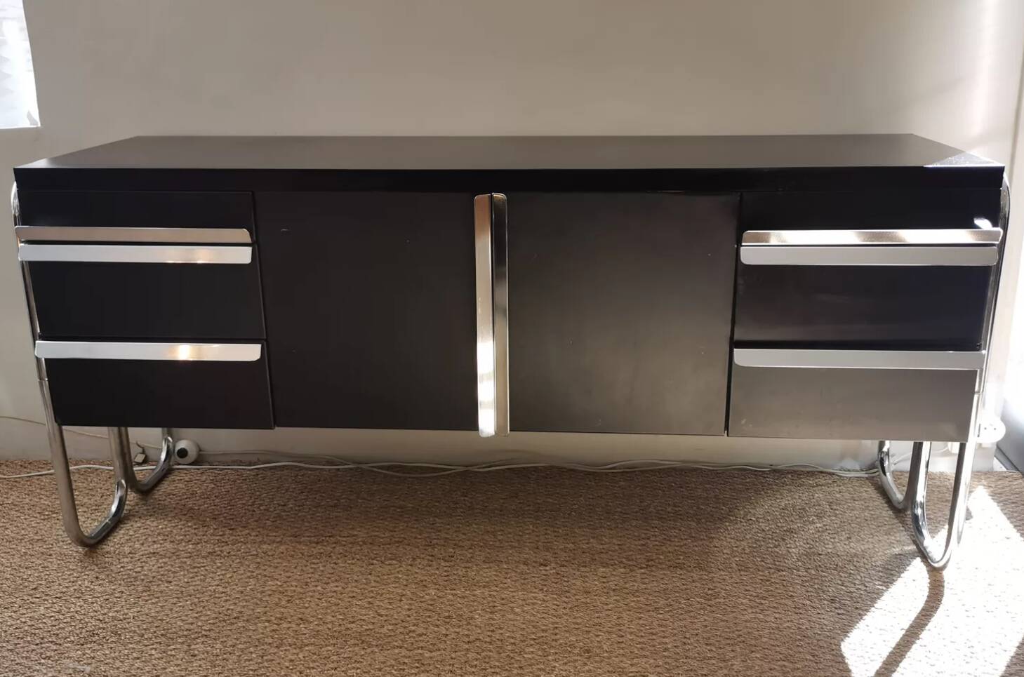 Vintage Bauhaus style metal sideboard from the 1970s