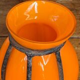 Blown glass vase encased