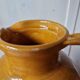 Antique glazed terracotta pitcher, brown semi-glazed jug, vase