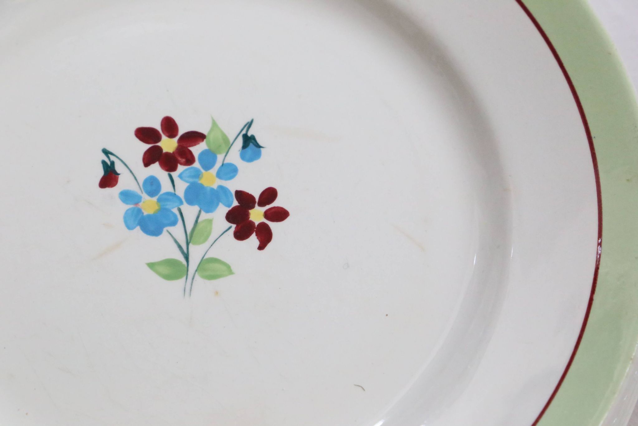 Set of 6 flat plates Moulin des Loups, Nina model, vintage French