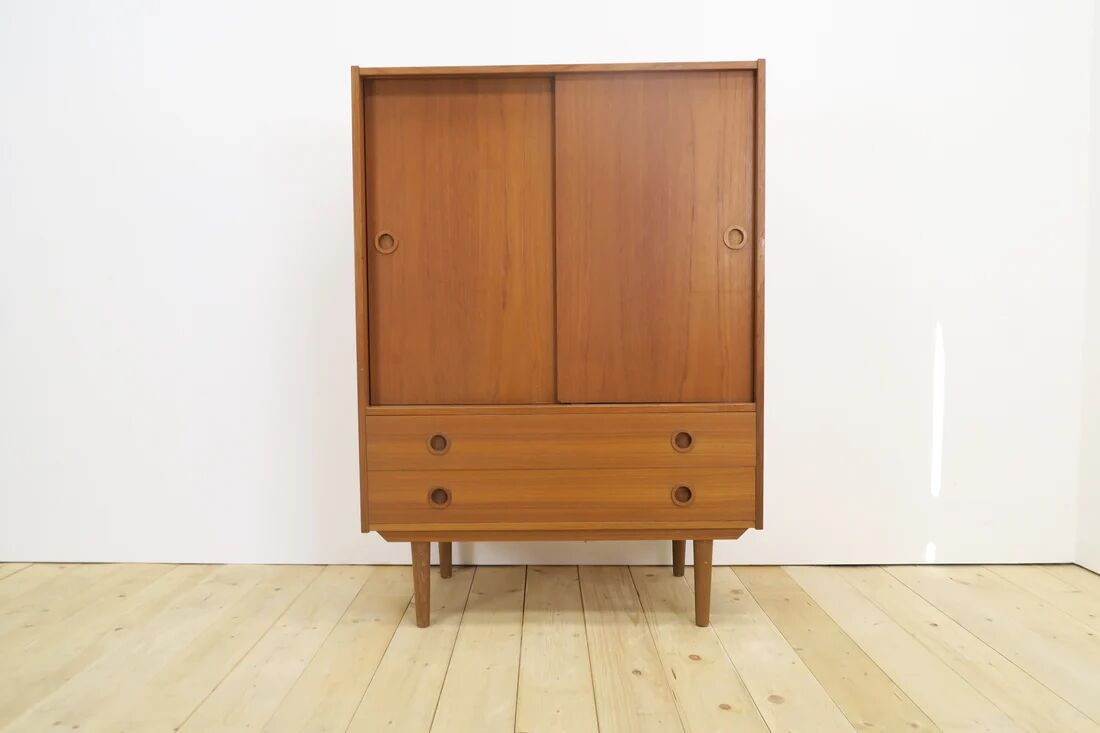High teak cabinet with sliding doors, 1960s