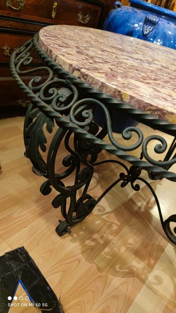 table basse vers 1940/50 en fer forgé
