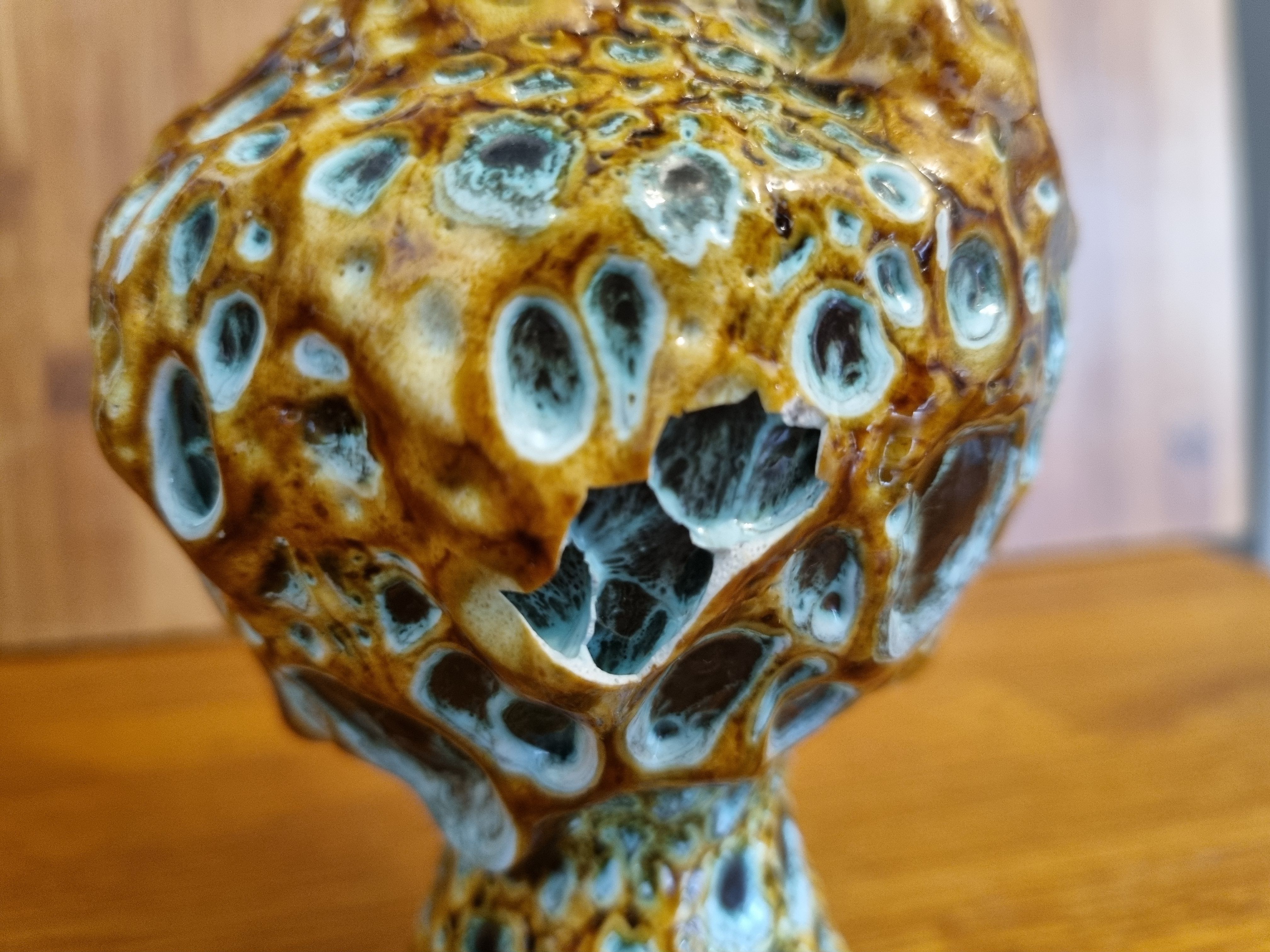 Ceramic ewer vase from La poterie du Cyclope in honey enamels