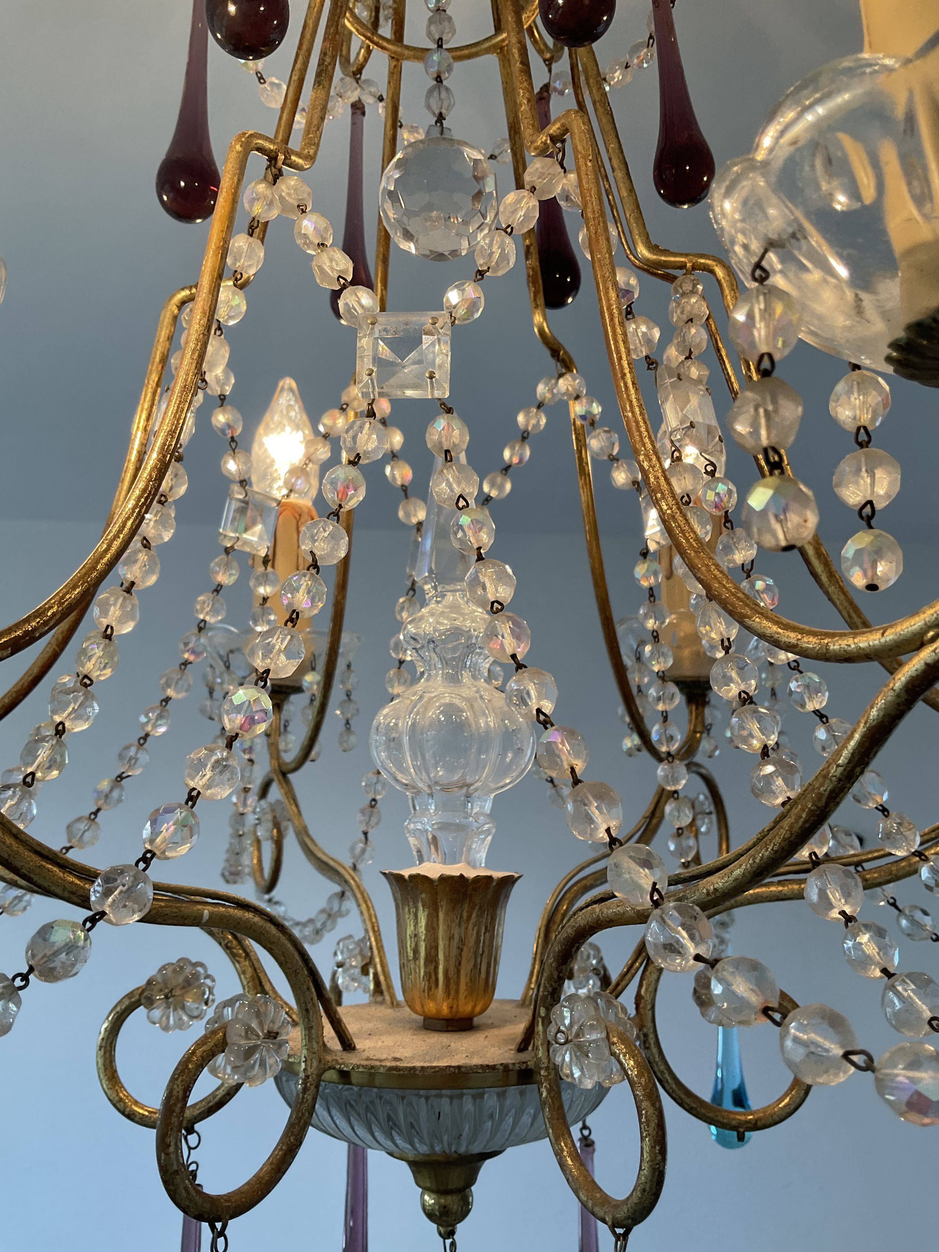 Italian chandelier of the 60s in De Murano glass