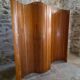 Large French folding screen in pine, room divider, 1950s, attributed to Baumann.