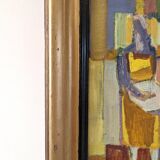 Mid-Century Modern Swedish "The Fruit Tree Pickers" Vintage Oil Painting, Framed