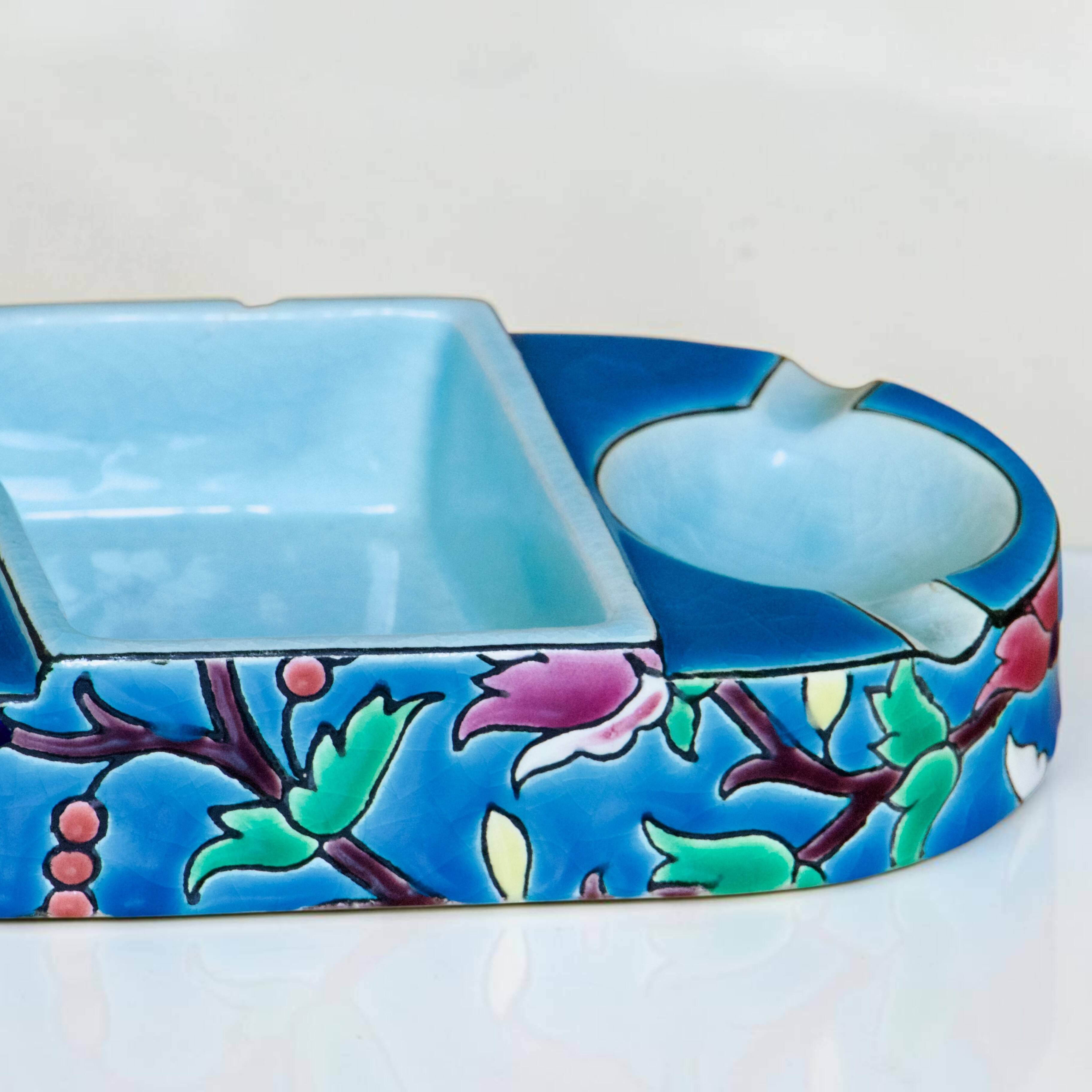 Necessary old ashtray in Longwy enamels