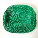 green ceramic tray with bamboo effect from the 1950s