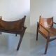 Pair of Michel Arnoult safari armchairs, Brazil 1960, rosewood and leather