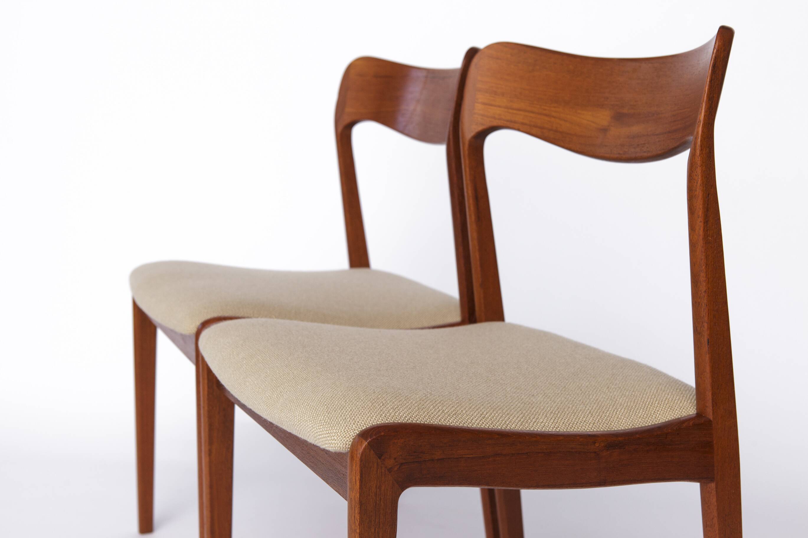 Lot de 4 chaises danoises en teck – Chaises de salle à manger modernes du milieu du siècle des années 1960, rétro