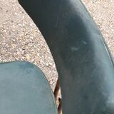 Swivel chair in green skai and chrome steel, Pullman, 1960