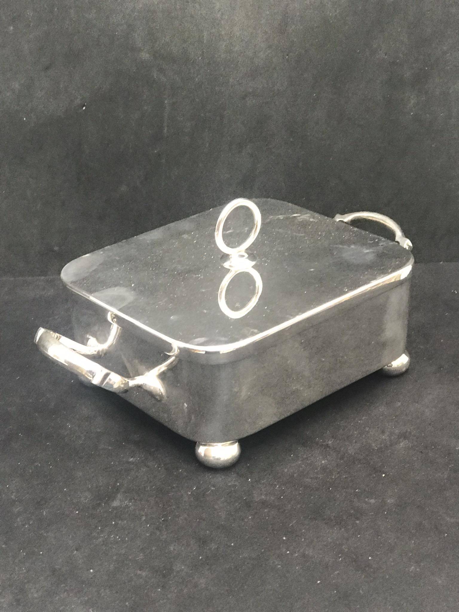 Victorian silver metal butter dish