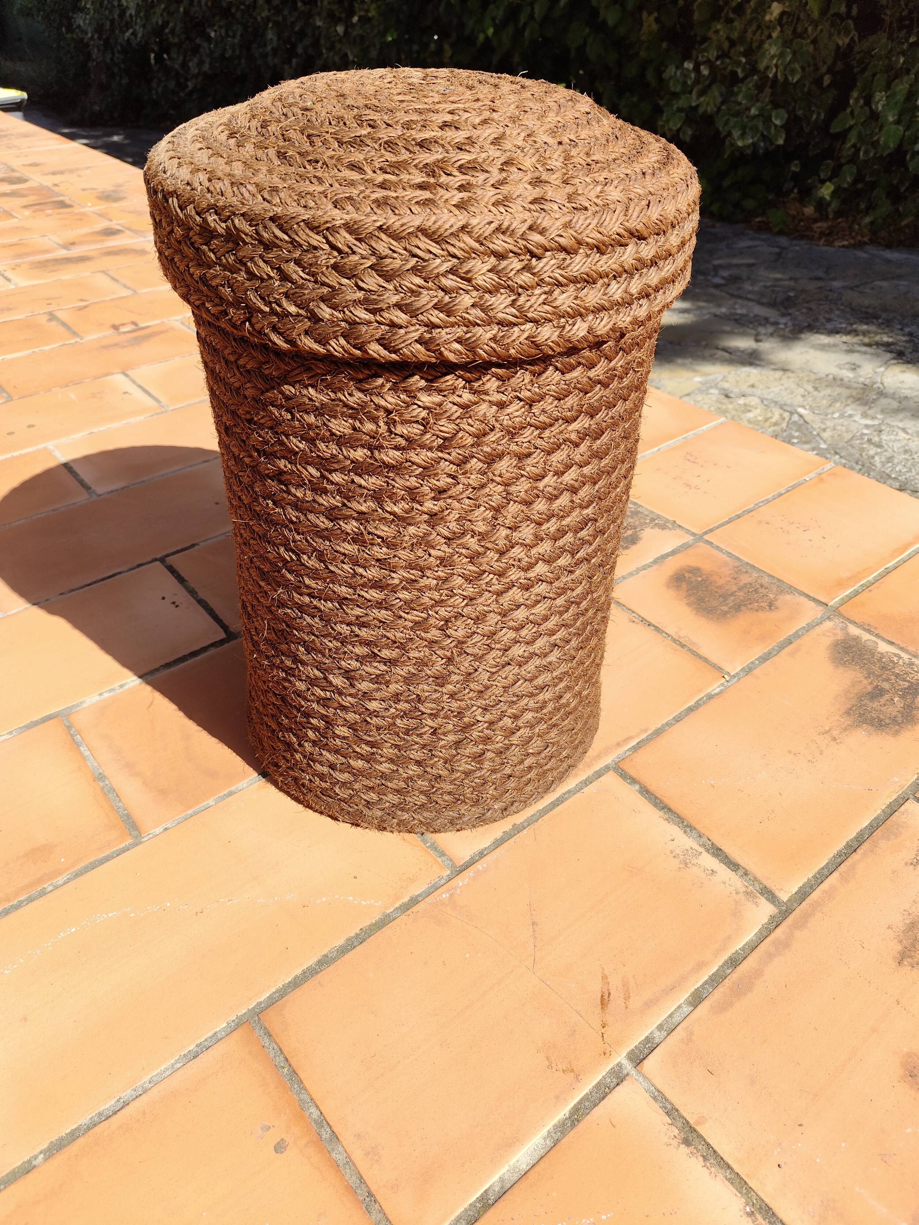Vintage rope cylindrical basket