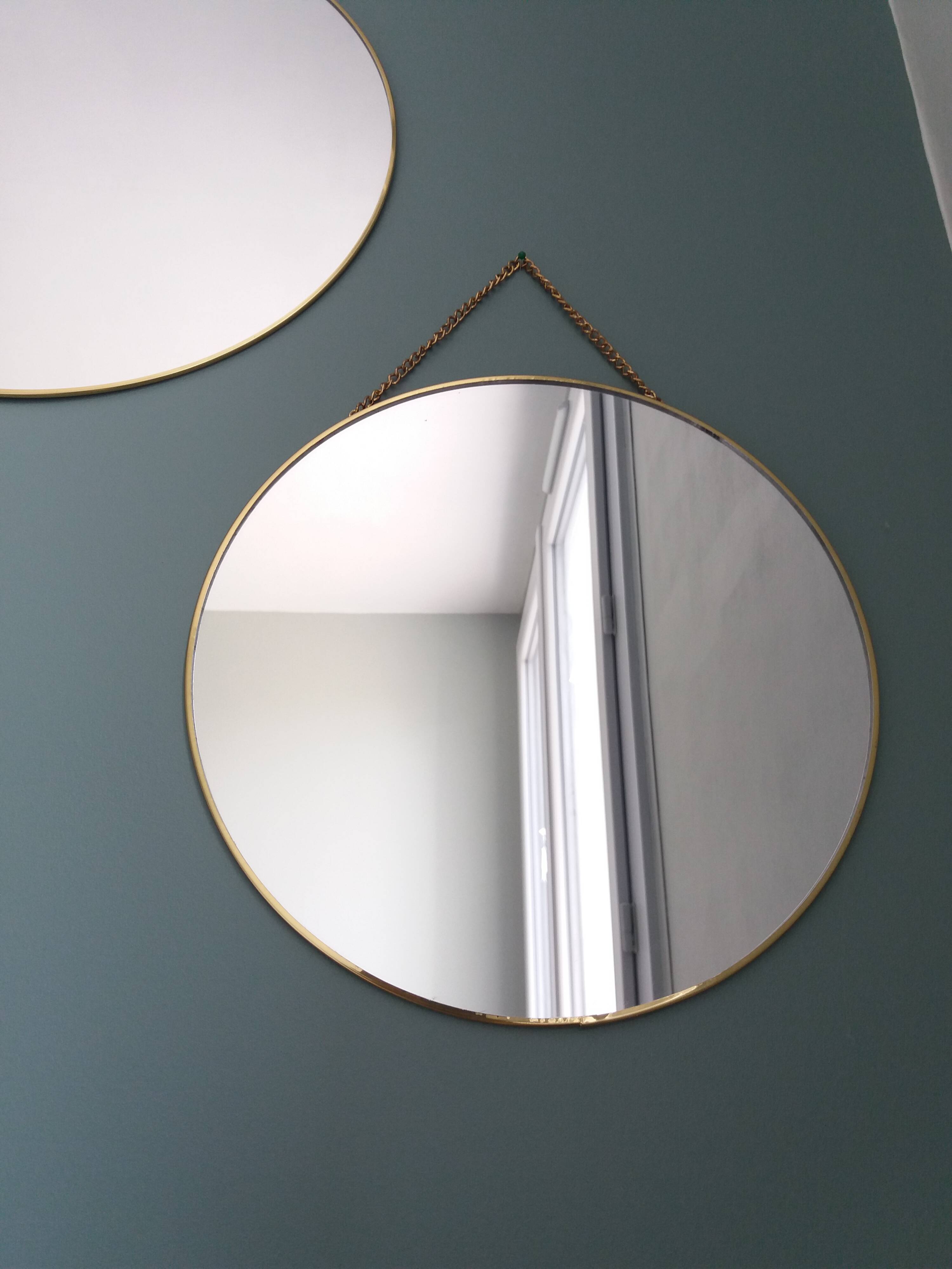 3 miroirs ronds métal doré, diametre 35, 30 et 20 cm