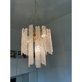 Murano Glass Chandelier With Hammered Strips ”Listelli” by Simoeng