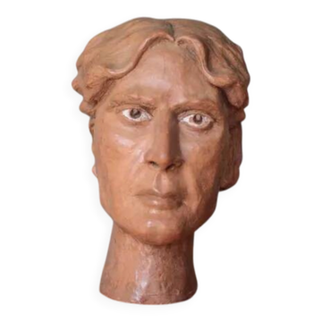 Sculpture signée Doloire, sculpture terre cuite, sculpture tête d'homme, collection, décoration intérieure