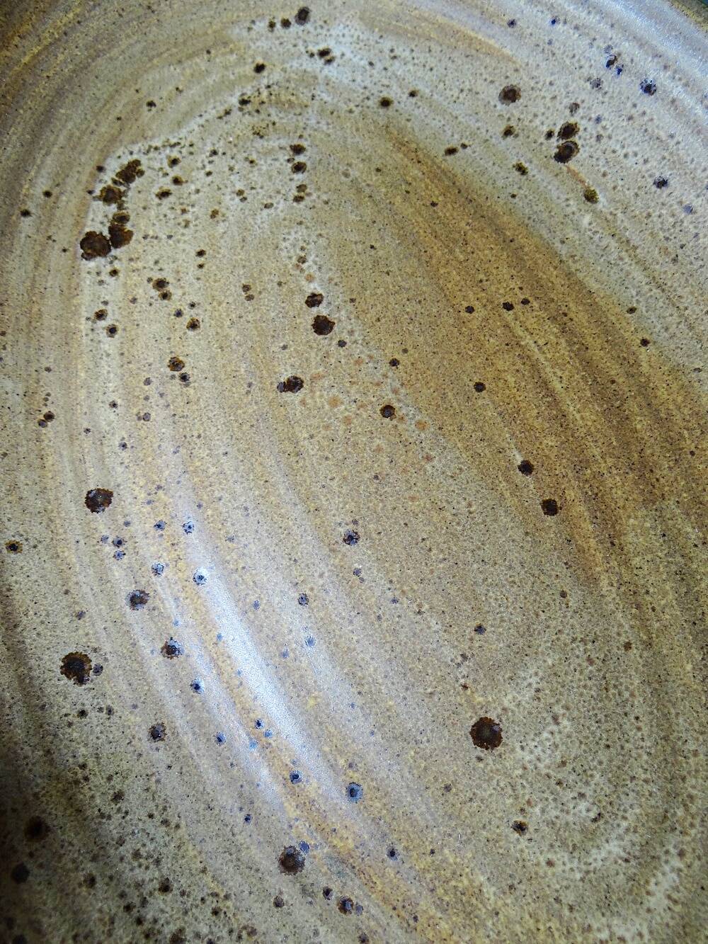Grand plat de service ovale grès/céramique artisanal vintage Salins années 60