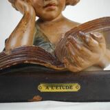 Old plaster bust under study art deco antique french bust 30s