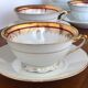 Tasses à café vintage en porcelaine fine de Limoges - Framboise et décor doré