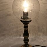 small 80's table lamp in glass and gold metal