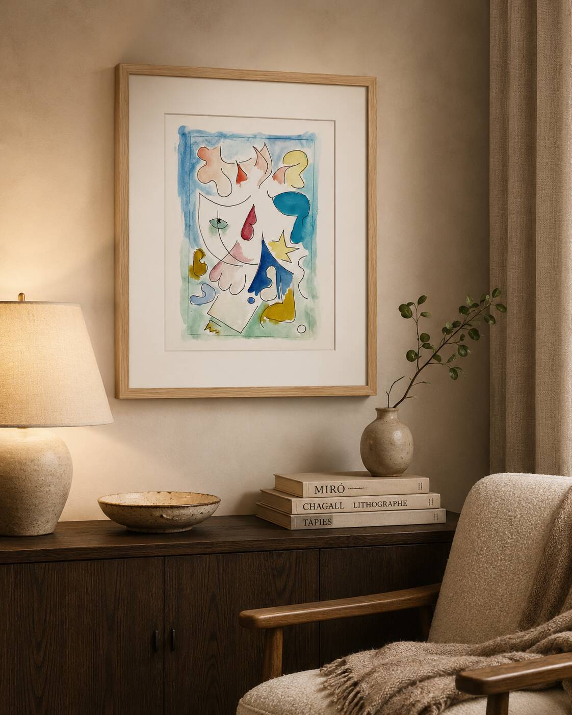 Original abstract painting – poetic composition – 24 x 34 cm