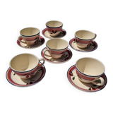Set of 6 Antique Cups and Saucers