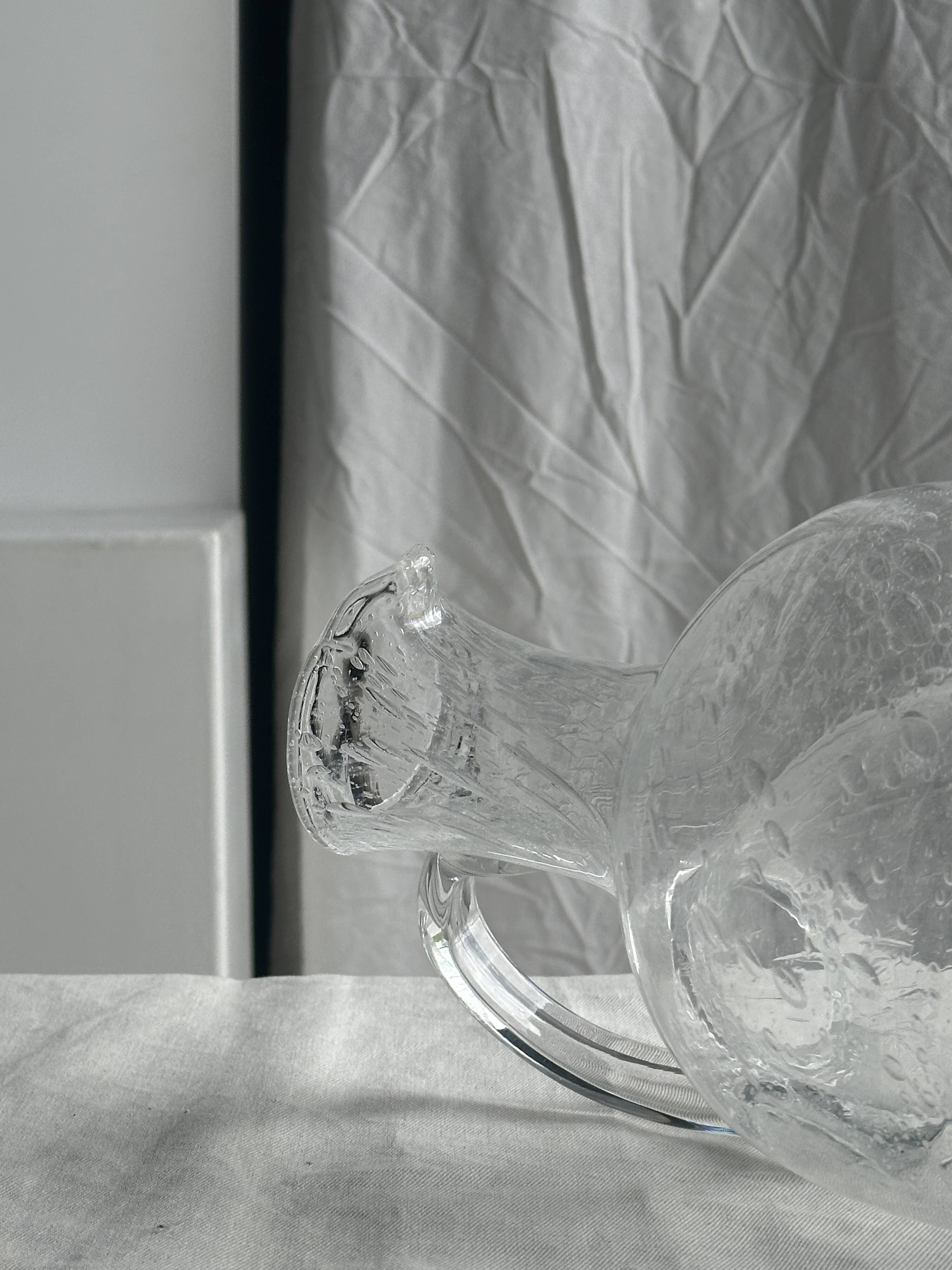 Large blown glass carafe with ice cube compartment Biot