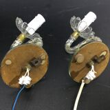 Pair of glass and mirror sconces