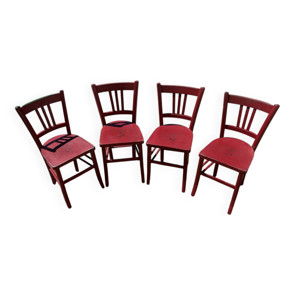 Set 4 chaises bistrot campagne, chalet