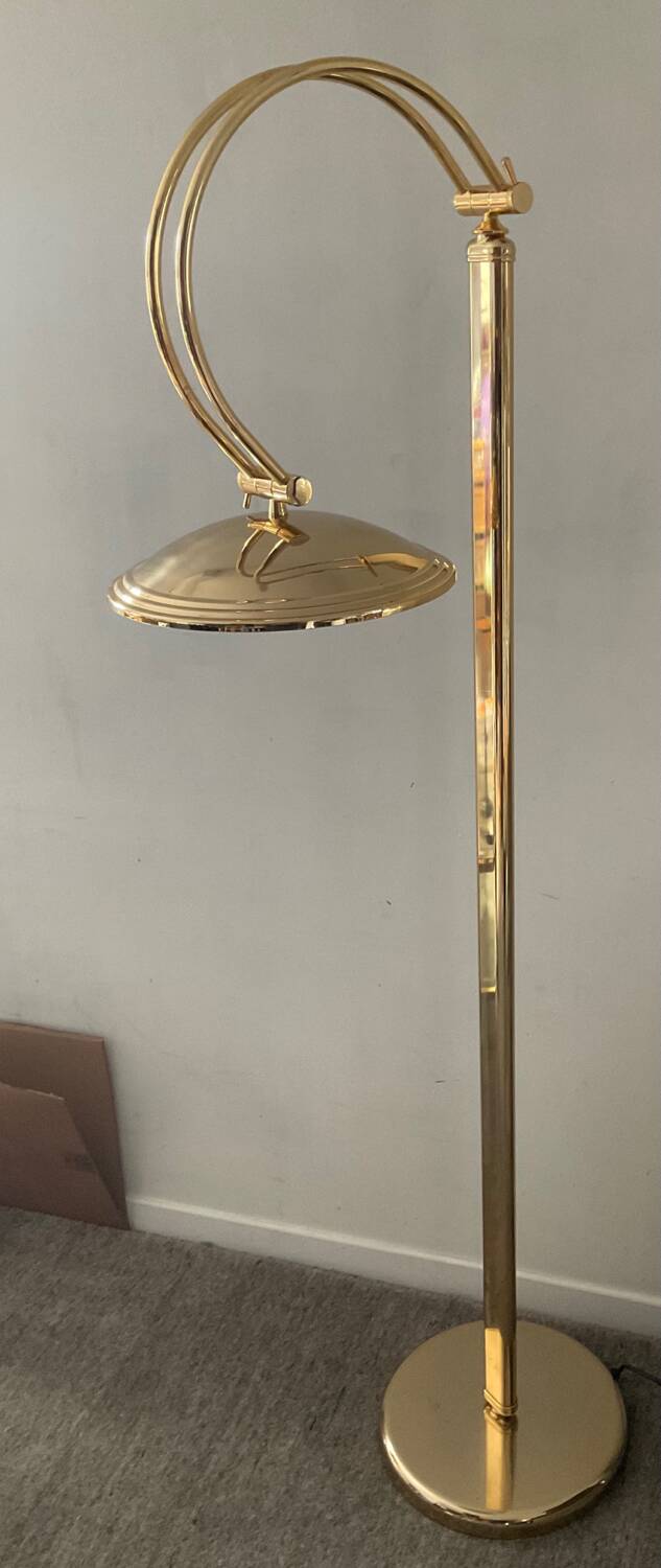 Articulated floor lamp from the 80s in gold metal