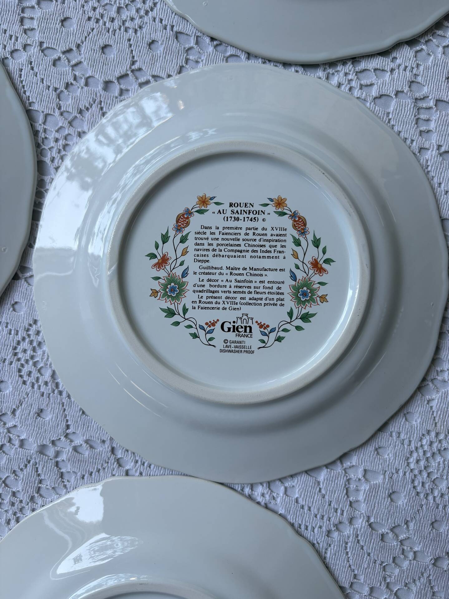 6 plates GIEN Rouen