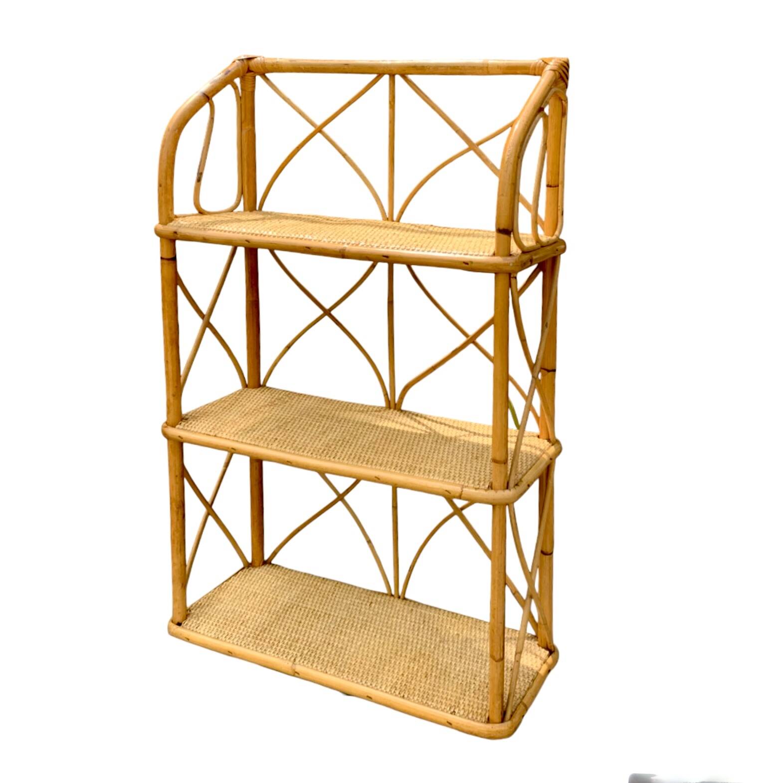 Vintage bamboo and rattan shelf