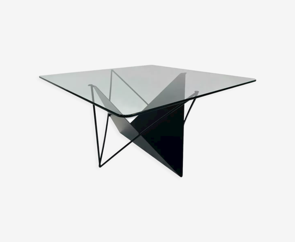 Table basse en fil d’acier des années 80 design éclectique