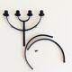 Mid-Century Minimalistic Black Wrought Iron Menorah Candelabra