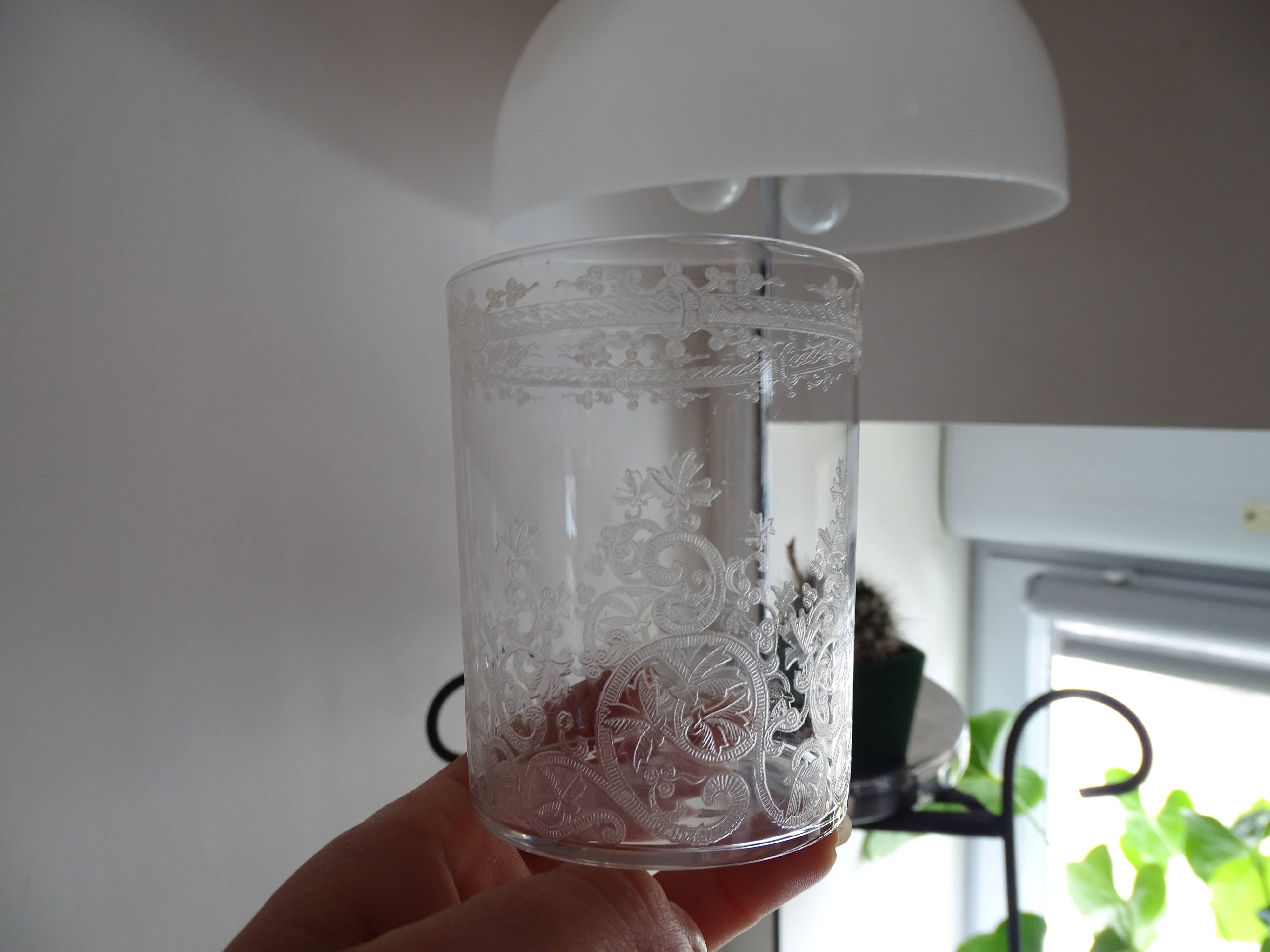 Baccarat crystal goblet model engraved with Baccarat initial "B" on frieze