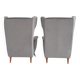 Pair of grey velvet armchairs in the style of Gio Ponti.