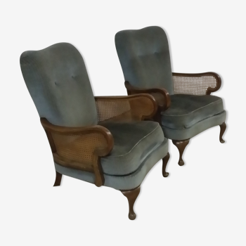Pair of canned armchairs