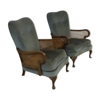 Pair of canned armchairs