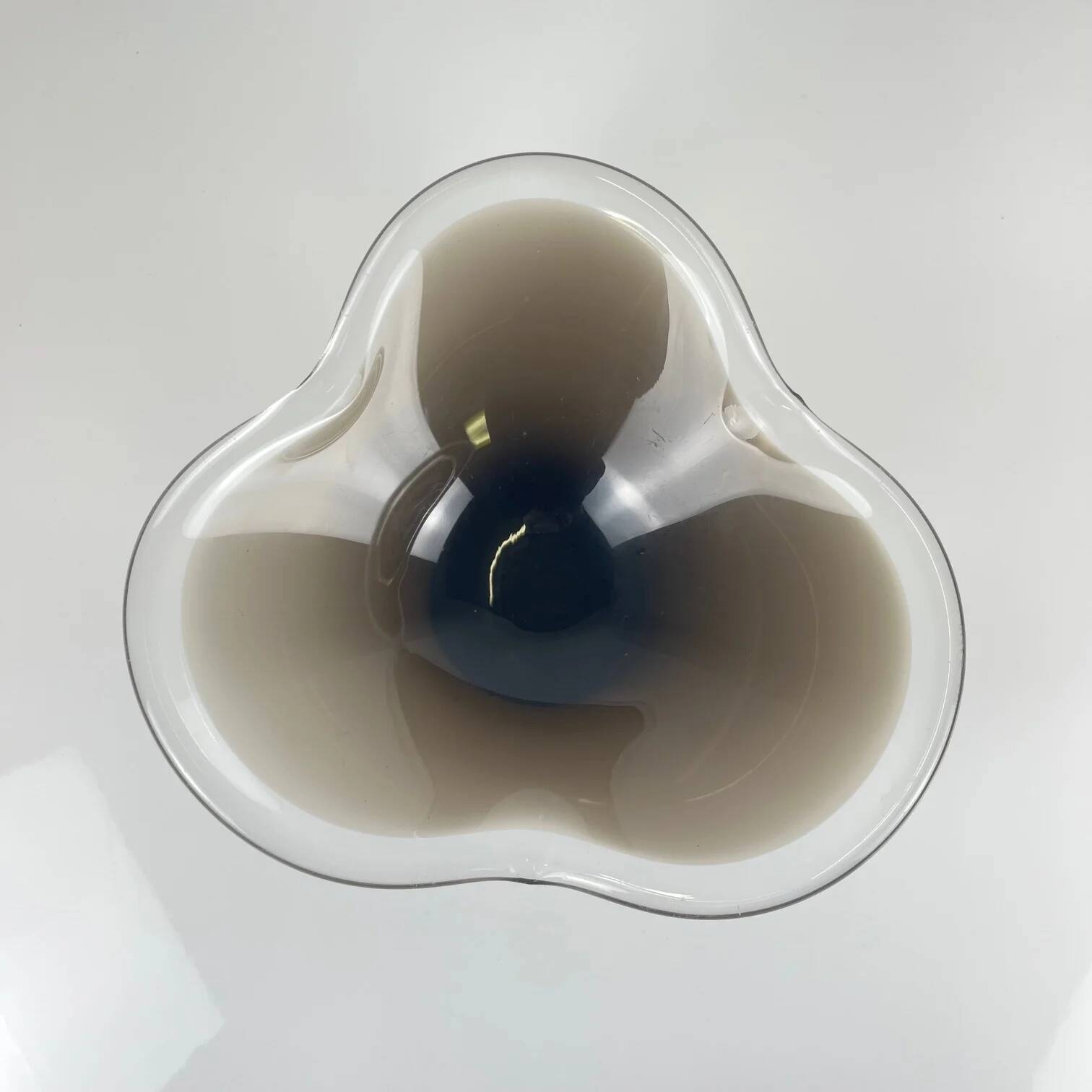 Smoked glass bowl, free-form, 1970