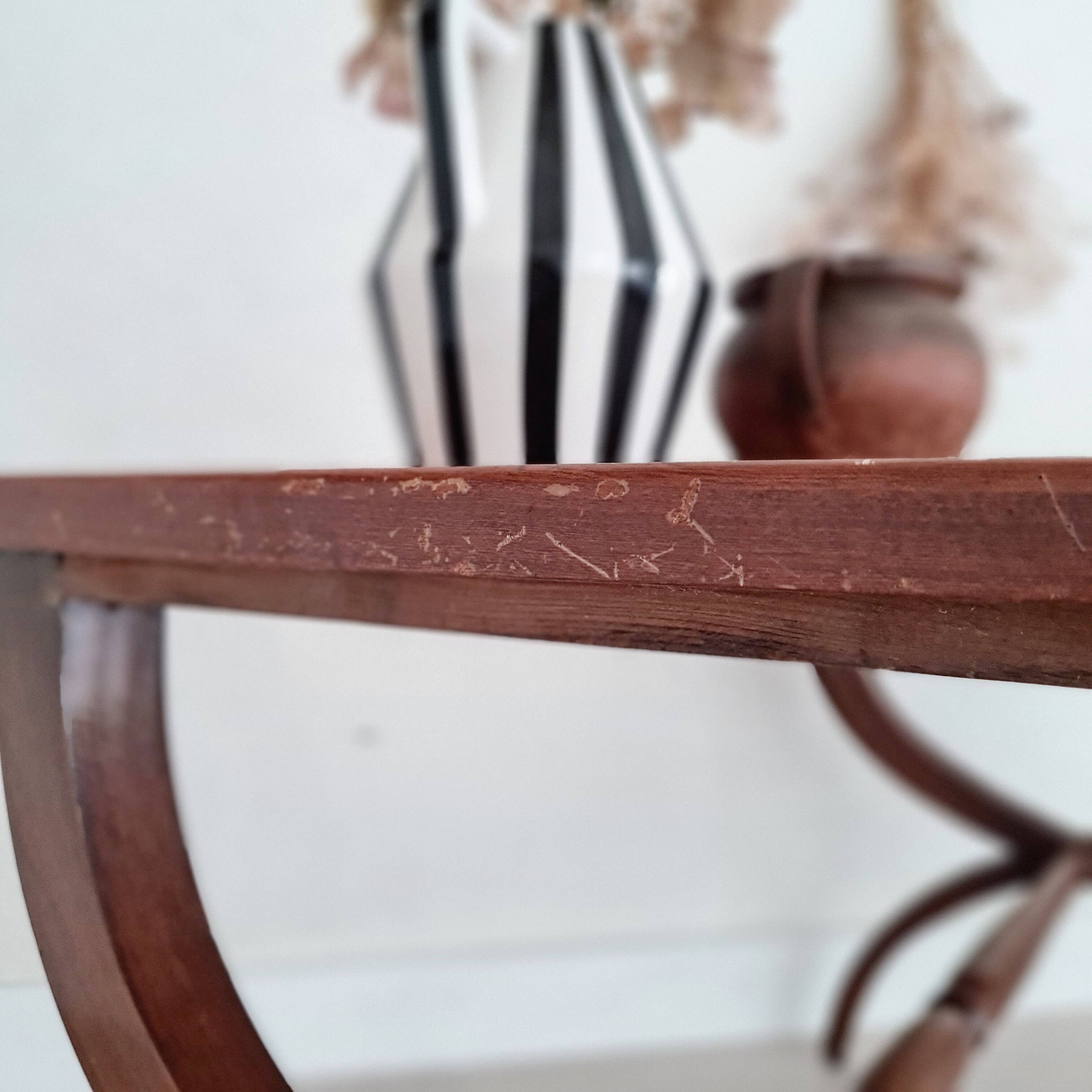 Old wooden coffee table - crossed base